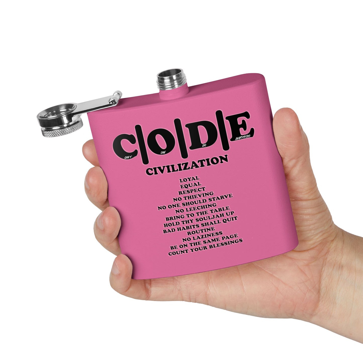 C|O|D|E Stainless Steel Flask - Code of Conduct - Perfect for You and Your Loved Ones Who Like to Drink Drank