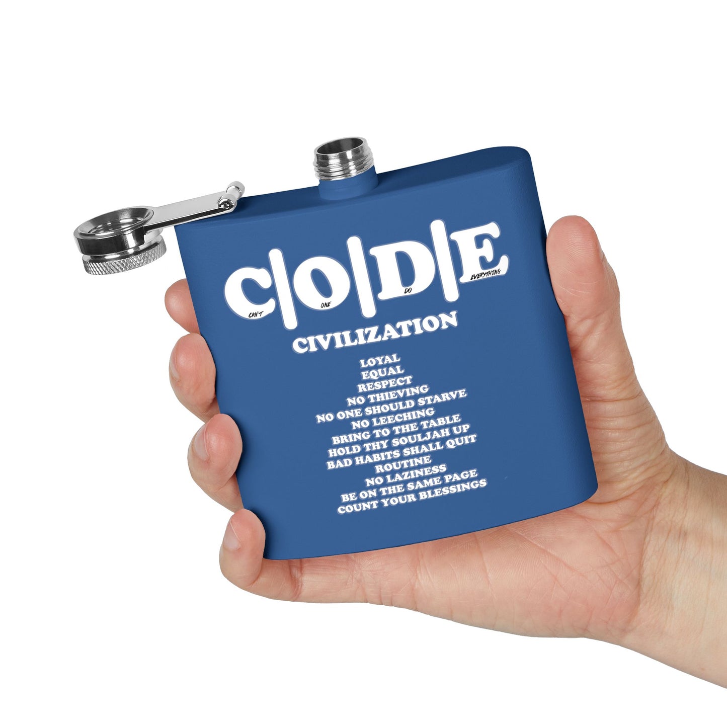 C|O|D|E Stainless Steel Flask - Code of Conduct - Perfect for You and Your Loved Ones Who Like to Drink Drank