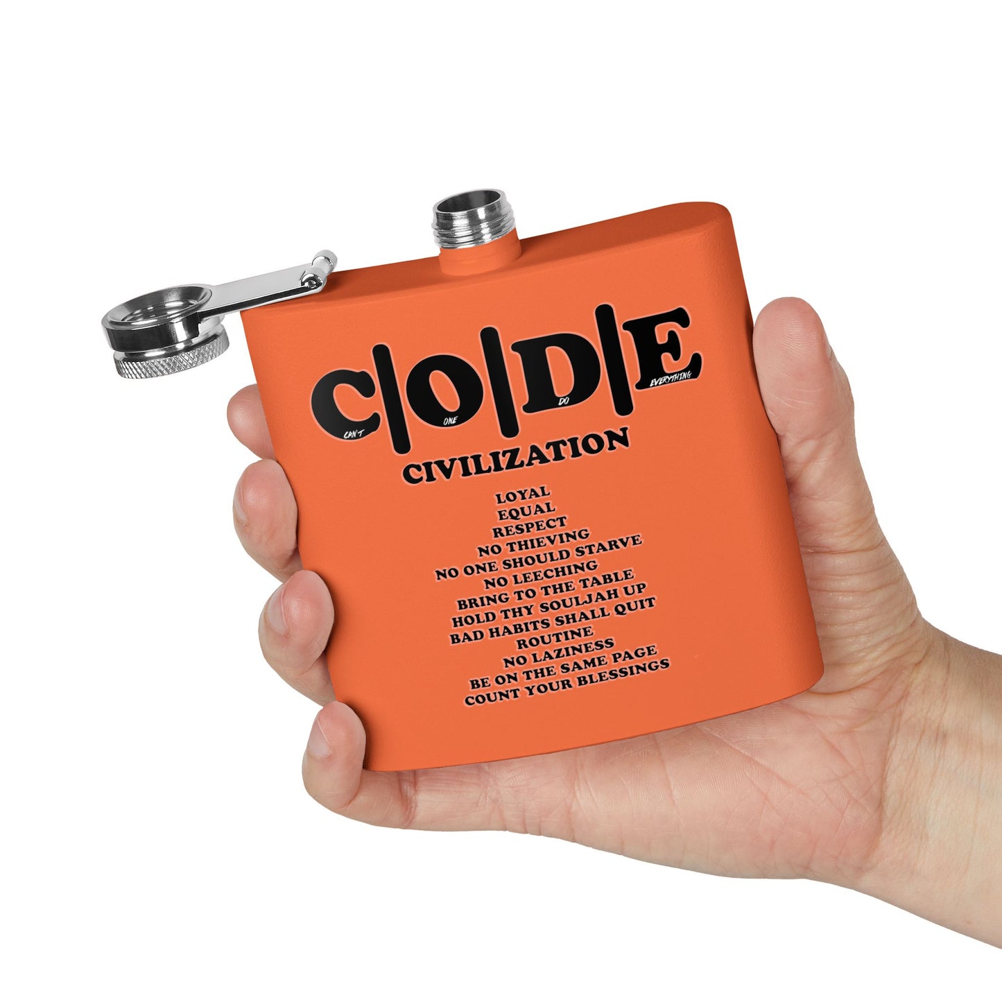 C|O|D|E Stainless Steel Flask - Code of Conduct - Perfect for You and Your Loved Ones Who Like to Drink Drank