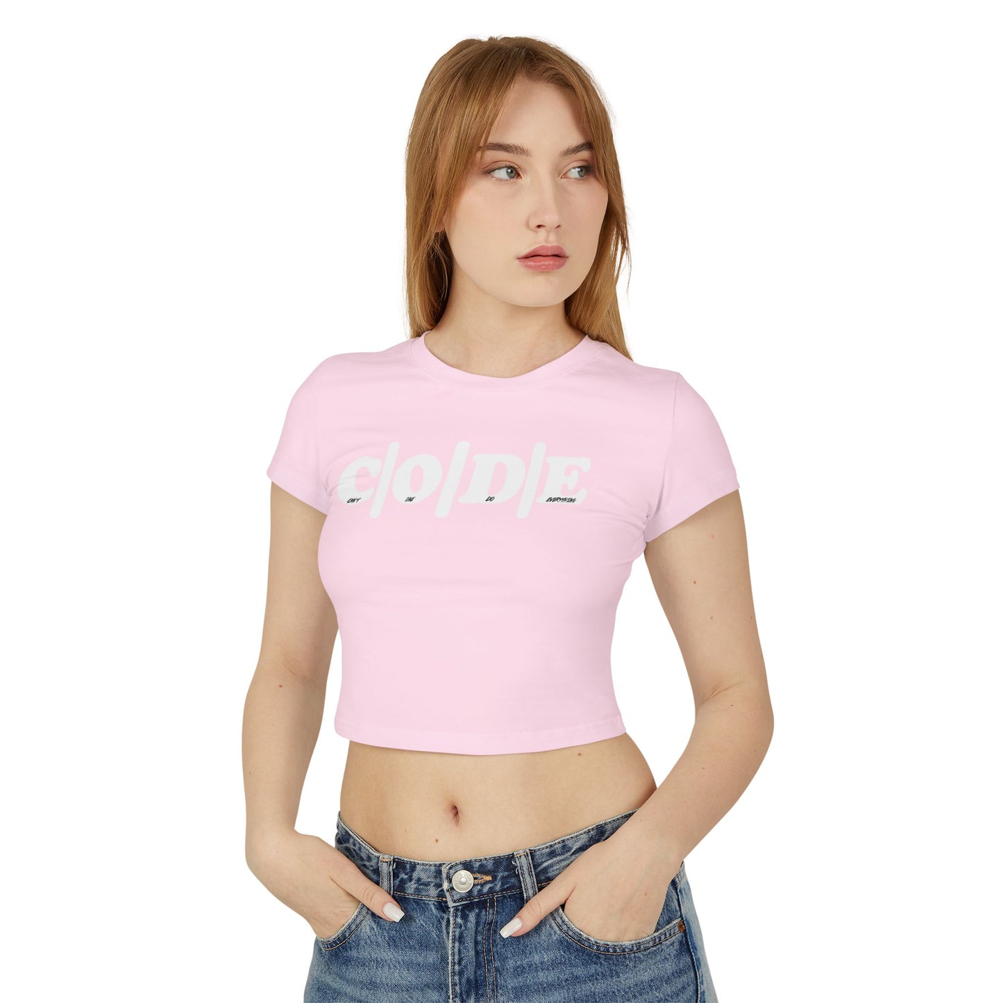 C|O|D|E Women’s Flagship Baby Tee, Casual Graphic Top, Trendy Cropped Shirt, Cute Summer Apparel