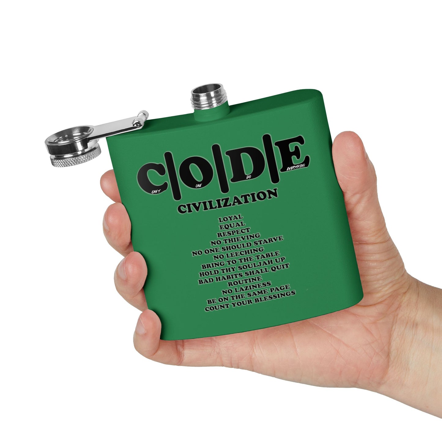 C|O|D|E Stainless Steel Flask - Code of Conduct - Perfect for You and Your Loved Ones Who Like to Drink Drank