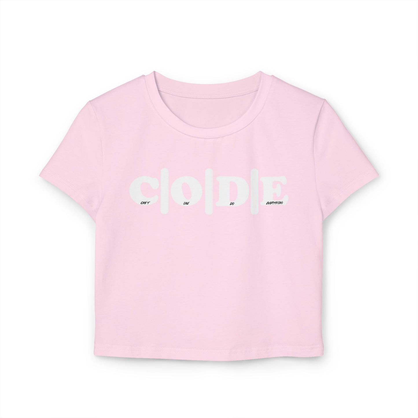 C|O|D|E Women’s Flagship Baby Tee, Casual Graphic Top, Trendy Cropped Shirt, Cute Summer Apparel