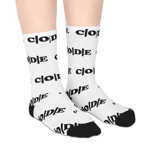 C|O|D|E Chic Mid-Length Socks with Bold Pattern, Trendy Footwear, Unisex Style, Great for Casual Wear, Perfect Gift for Sock Lovers