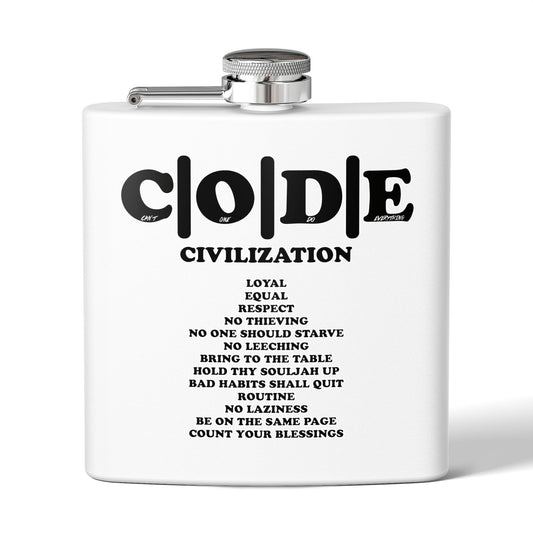 C|O|D|E Stainless Steel Flask - Code of Conduct - Perfect for You and Your Loved Ones Who Like to Drink Drank