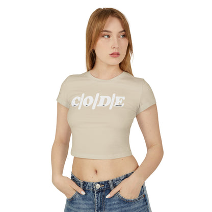 C|O|D|E Women’s Flagship Baby Tee, Casual Graphic Top, Trendy Cropped Shirt, Cute Summer Apparel
