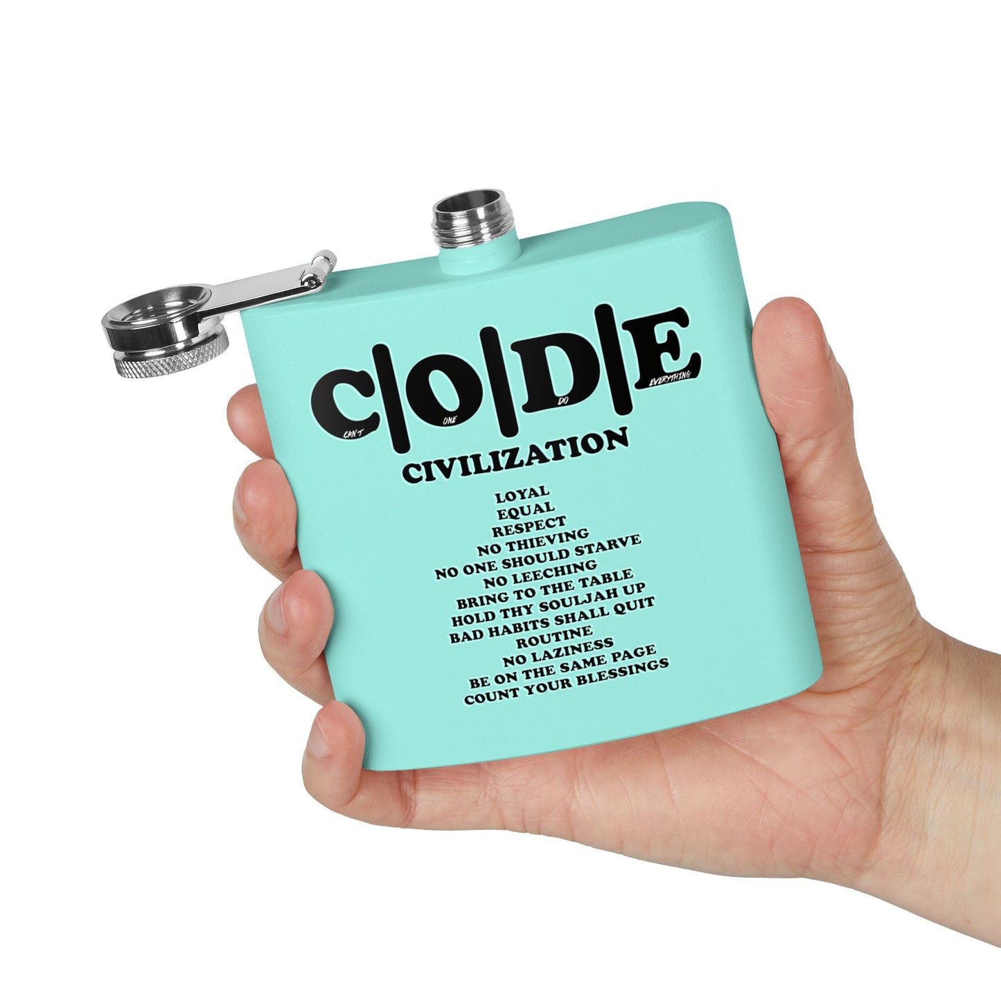 C|O|D|E Stainless Steel Flask - Code of Conduct - Perfect for You and Your Loved Ones Who Like to Drink Drank