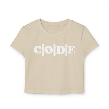 C|O|D|E Women’s Flagship Baby Tee, Casual Graphic Top, Trendy Cropped Shirt, Cute Summer Apparel