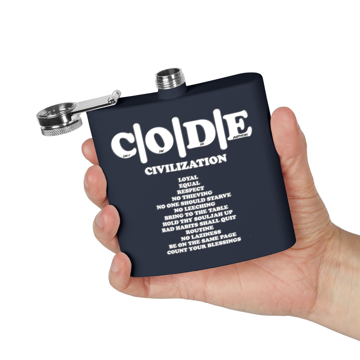 C|O|D|E Stainless Steel Flask - Code of Conduct - Perfect for You and Your Loved Ones Who Like to Drink Drank